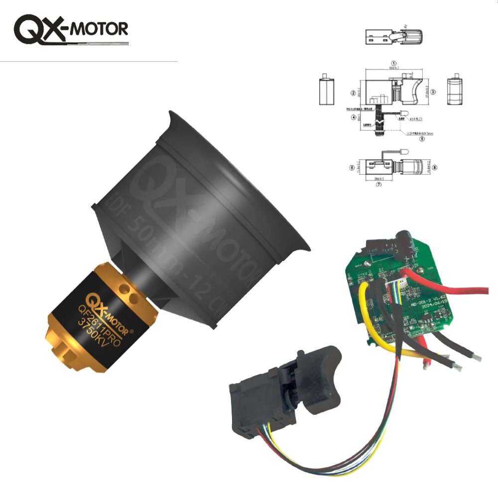 

QX-MFLU 3750KV QF2611PRO (CW and CCW) 50mm brushless motor violent fan component accessories, applied to violent fans