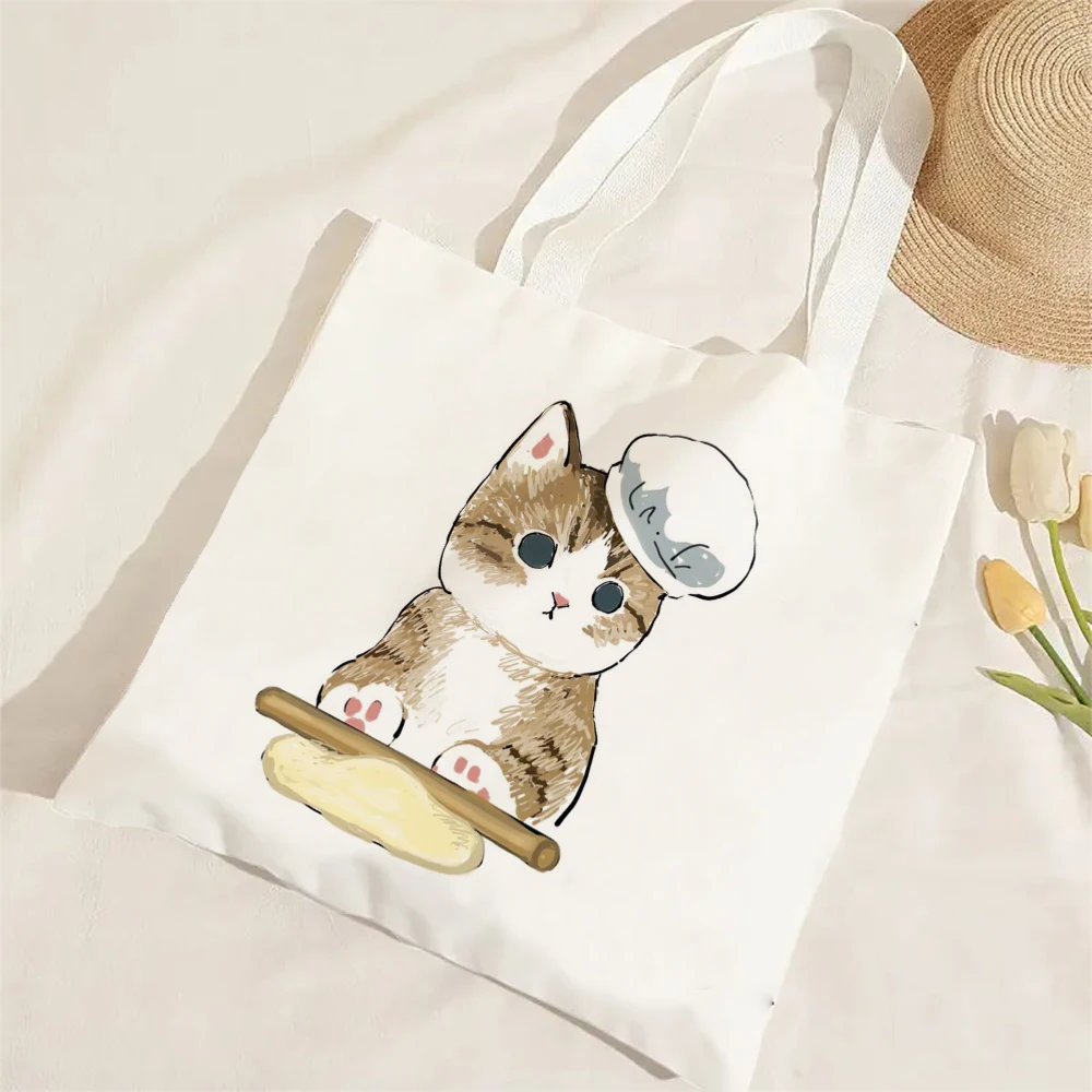 Kawaii Katze Leinen Einkaufstasche Grafik Harajuku Frauen Tote Handtasche Große Kapazität Frauen Schulter Taschen Eco Mode Mädchen Handtaschen – Detail 17