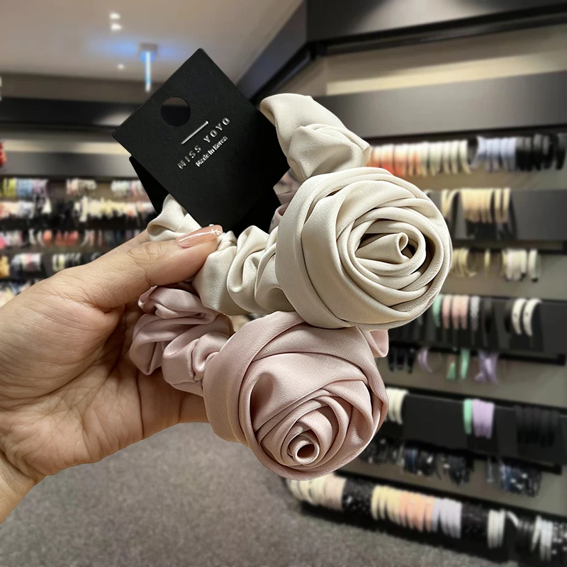 Korean headwear niche design accessories high-end sense headband simple rose flower hair string temperament