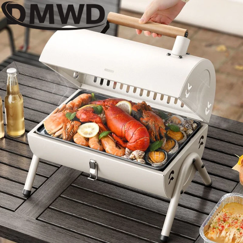 Outdoor Barbecue Stove Portable BBQ Charcoal Grill Oven Multifunctional Carbon Furnace BBQ Steak Frying Pan Camping Grill Rack