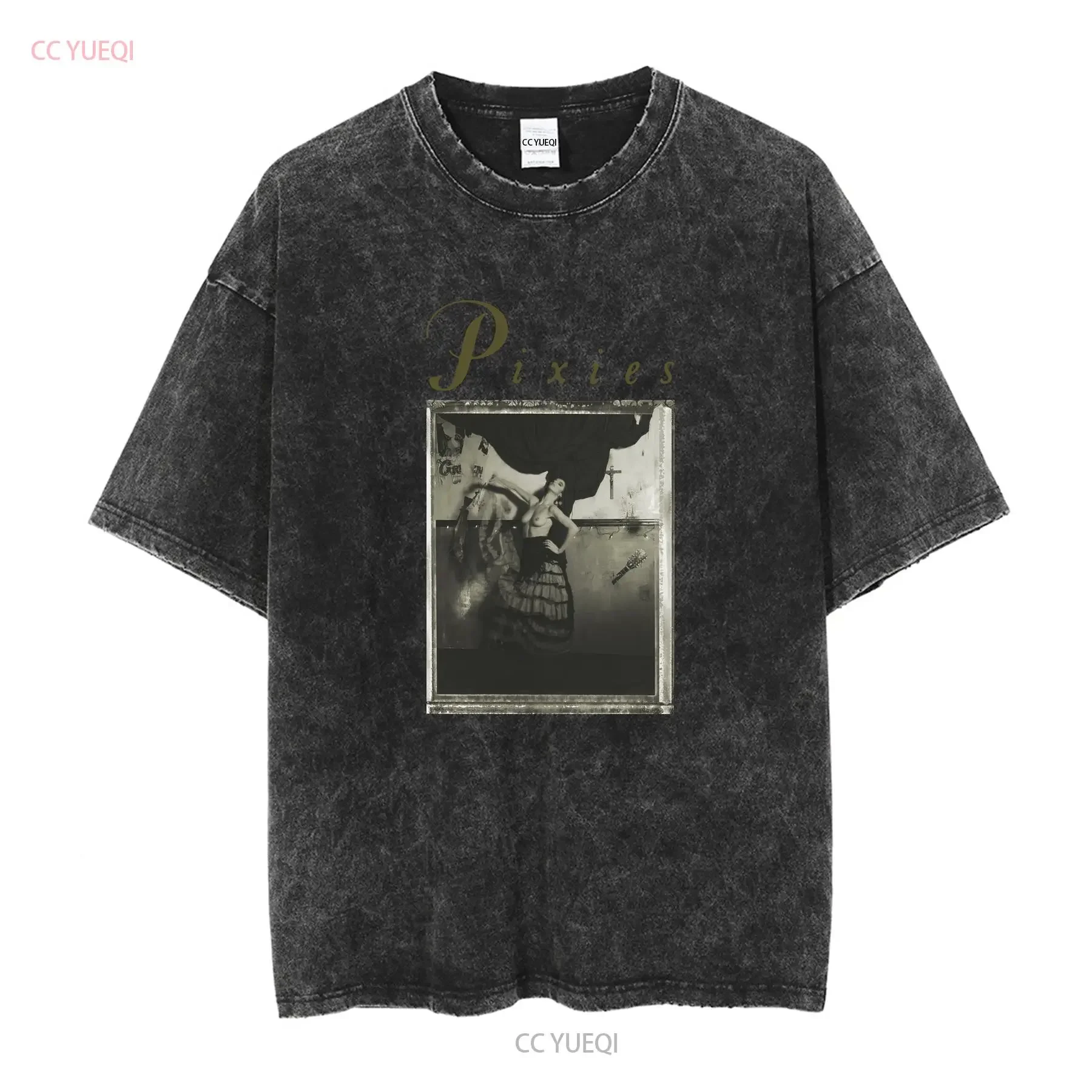 تي شيرت رجالي أسود مرخص رسميًا من Pixies Surfer Rosa كلاسيكي عتيق مغسول ومتعدد الاستخدامات كاجوال ممتد قليلاً