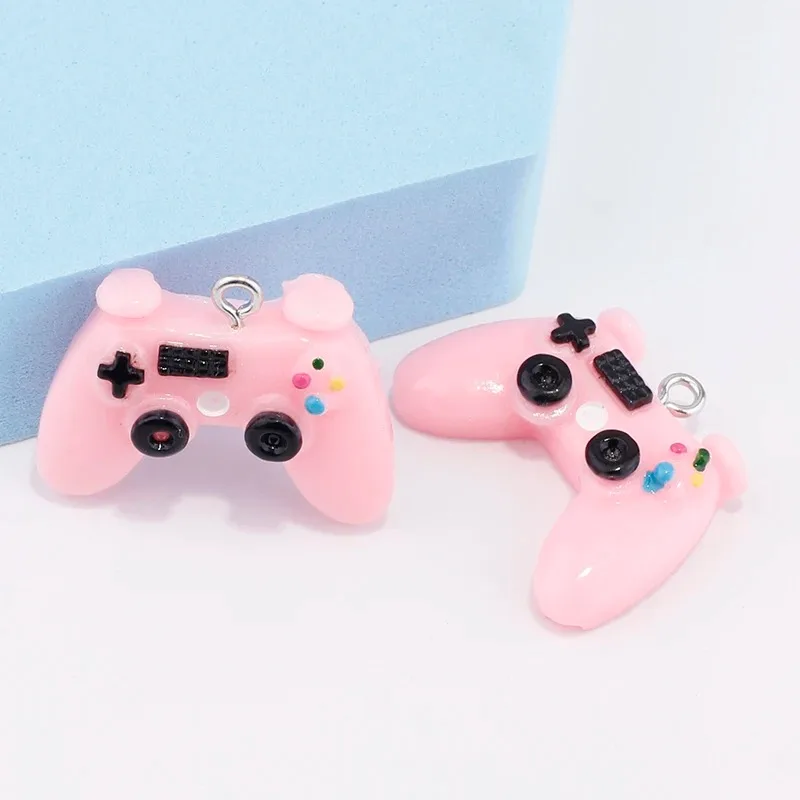 10Pcs 23mm 3D Game Controller Resin Charms Cute Mini Gamepad Pendants DIY Jewelry Making Supplies