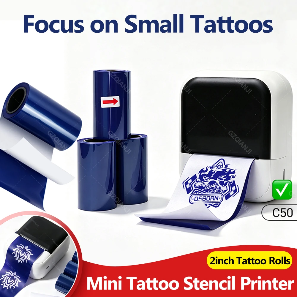 2Inch Portable Mini Tattoo Printer Pocket Thermal Printer Inkless with Tattoo Transfer Paper Rolls For Tattoo Small Pattern