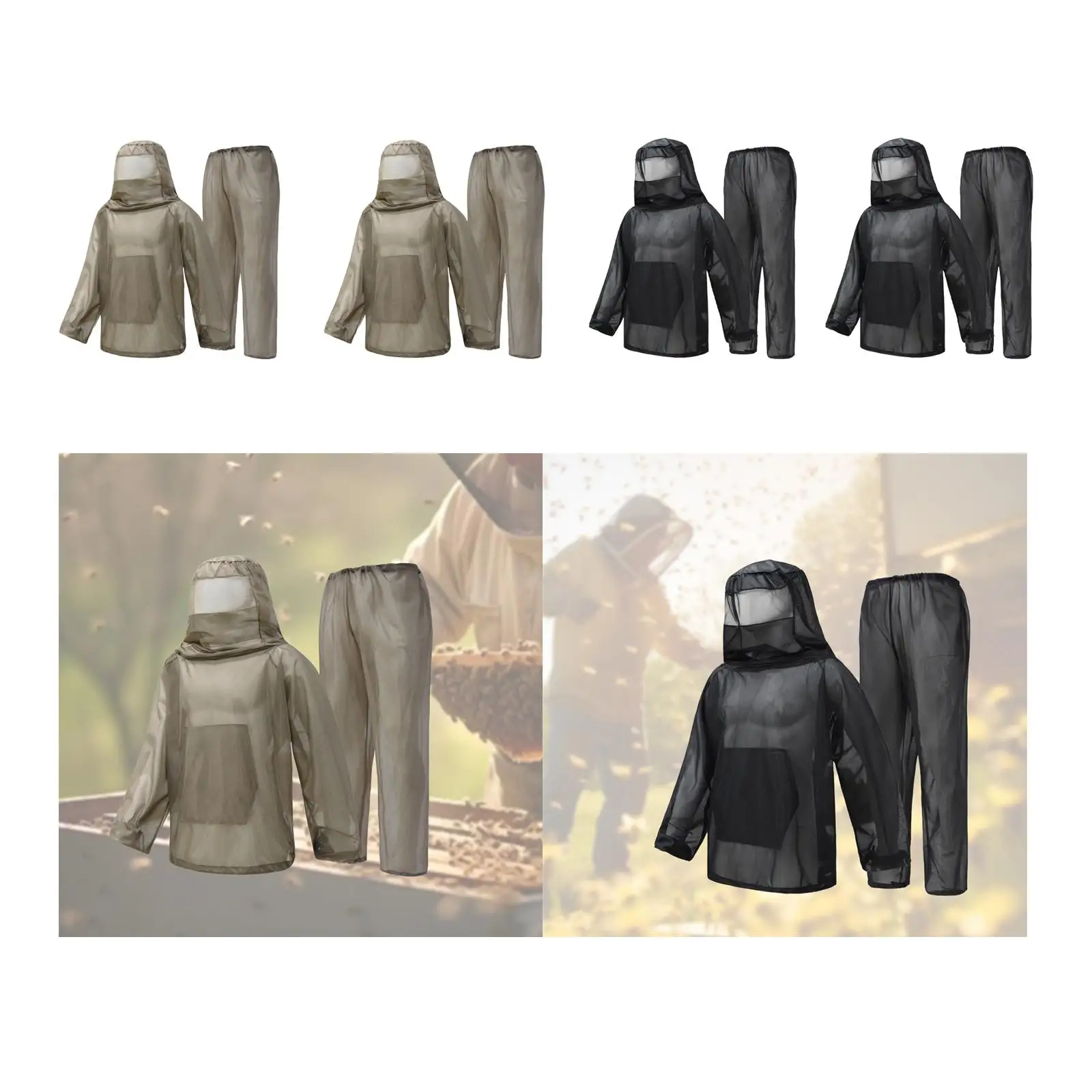 

Beekeeper Suit Zip Ventilated Hood Full Body for Camping Gardening Fishing