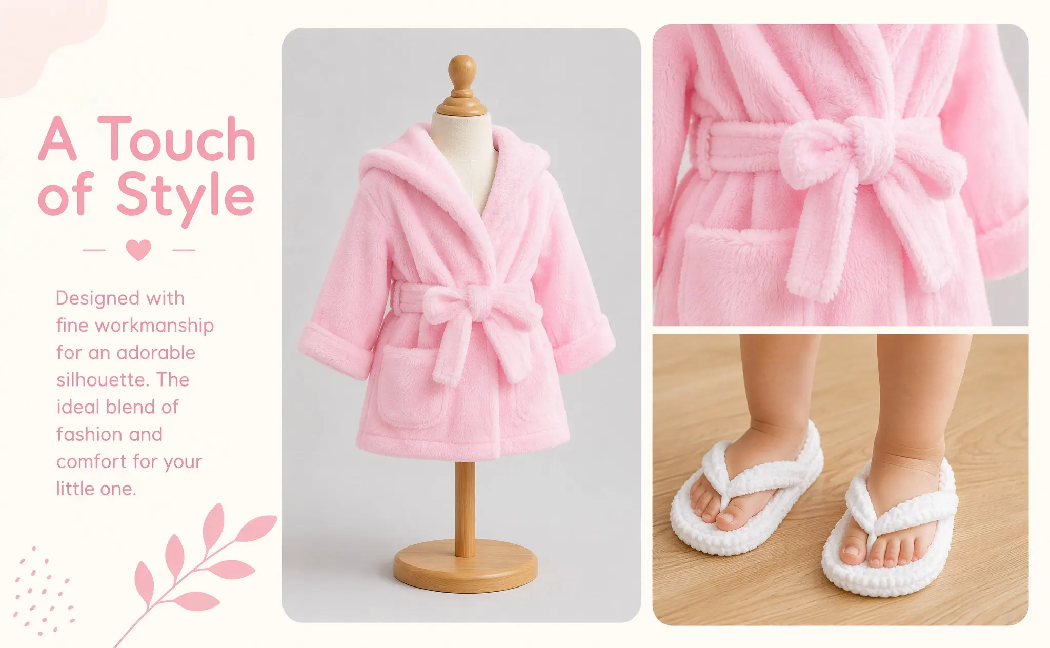 1Set Newborn Bathrobe Prop Set Elegant Coral Fleece Baby Bath Towel Soft Breathable for Photo Shoot Toddler Beach Party Towel