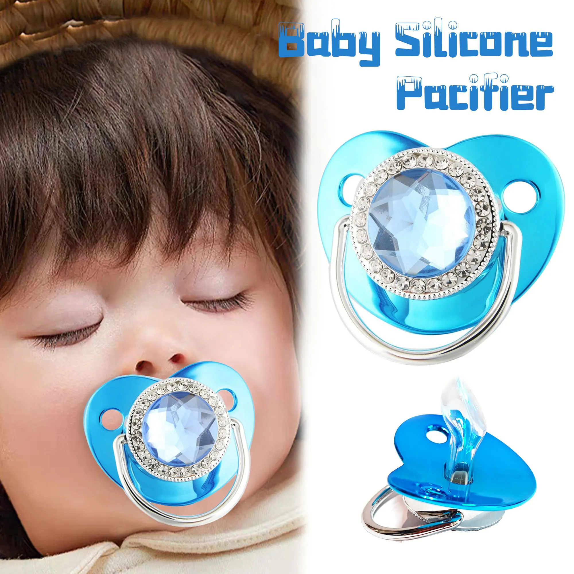 New Diamond Silicone Pacifier Gemstone Design Baby Pacifier 0-3 Years Photography Accessories Newborn Perfect Gift