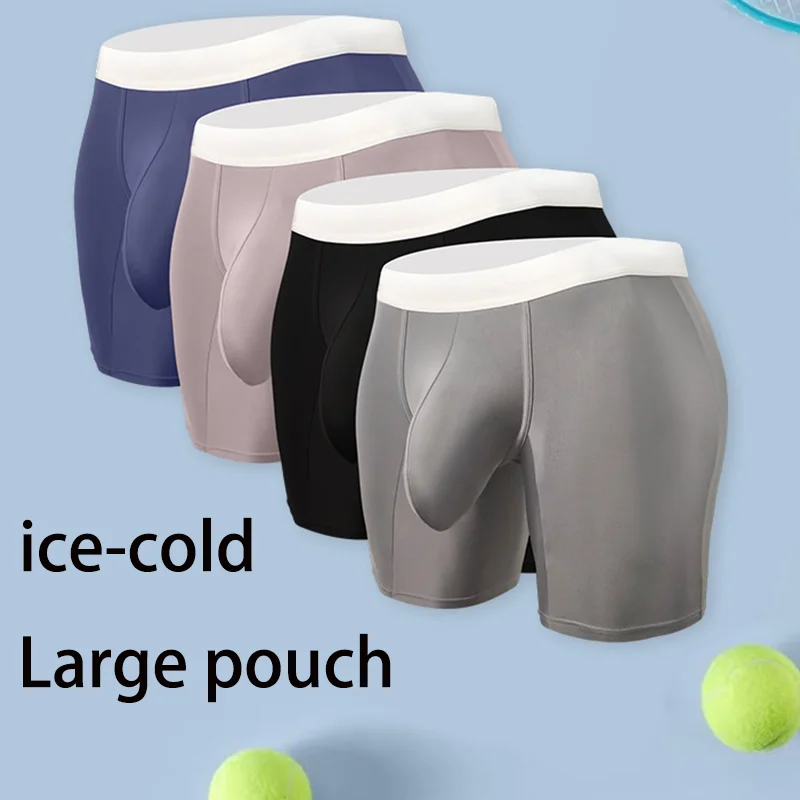 Quick drying long men's underwear with large pockets and flat angle pants, tight and sexy