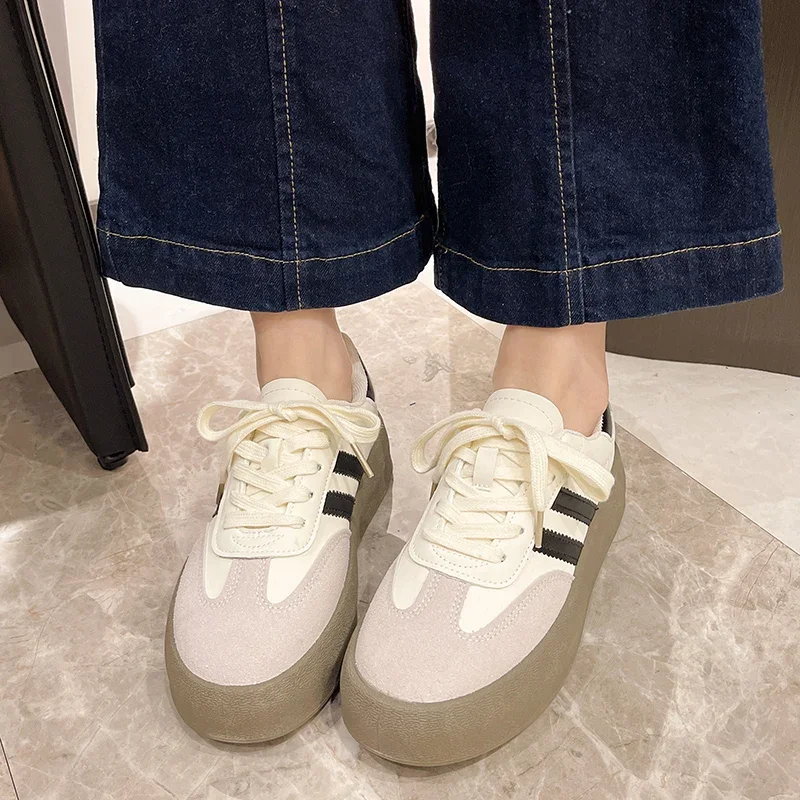 Women Sneakers on Promotion Chewing Gum Stylish Women\'s Sneakers Trend 2024 Platform Shoes Sale Women\'s Summer Footwear Canvas