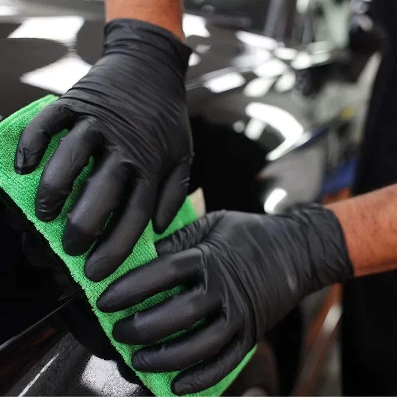 

100 шт. нитриловые перчатки, черные многоцелевые толстые сверхмощные перчатки, одноразовые перчатки, перчатки «сделай сам», легкие, без пудры и латекса