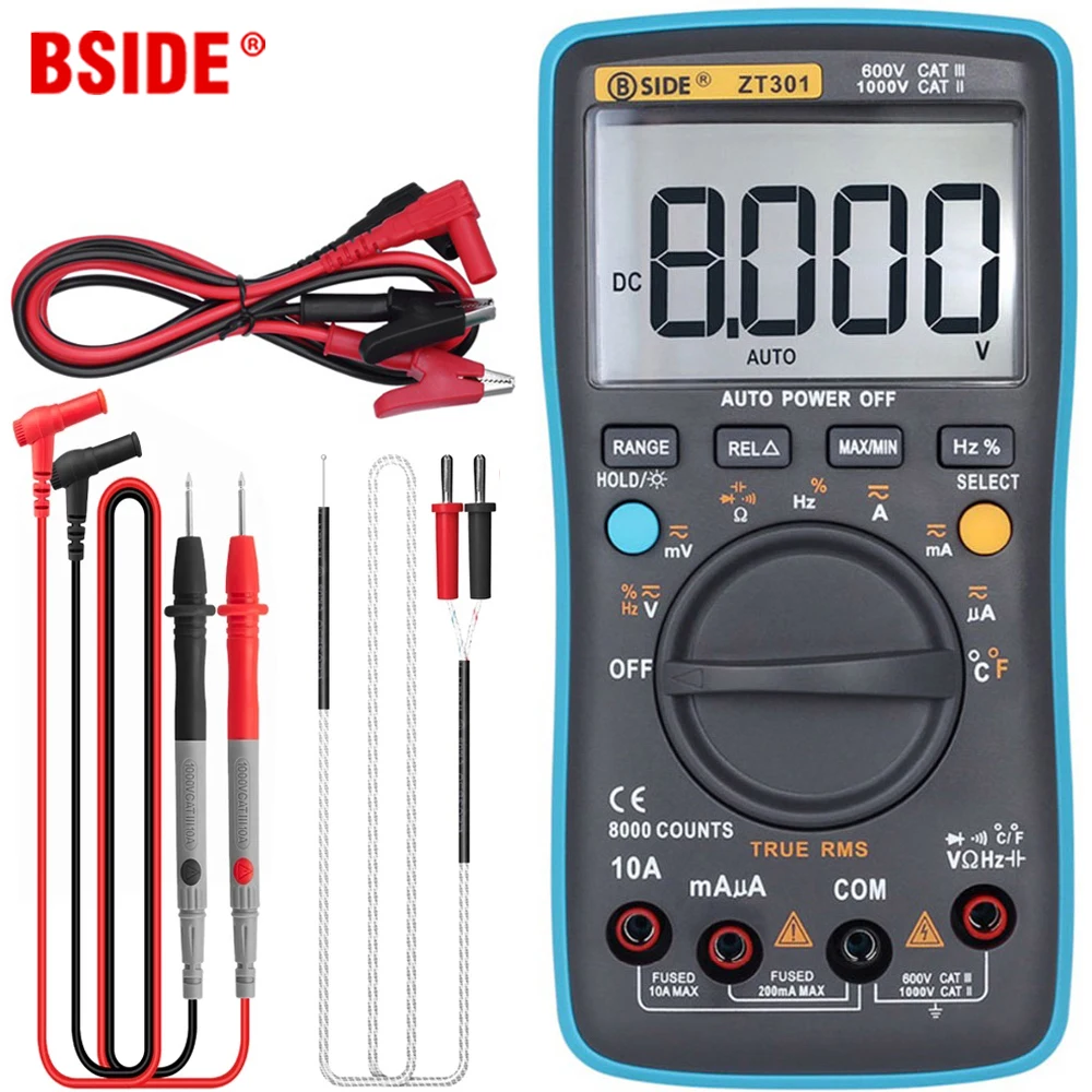 Digital Multimeter 8000 High precision True RMS Auto Range Ammeter Voltmeter Smart Capacitor Temperature NCV Ohm Hz Live Tester