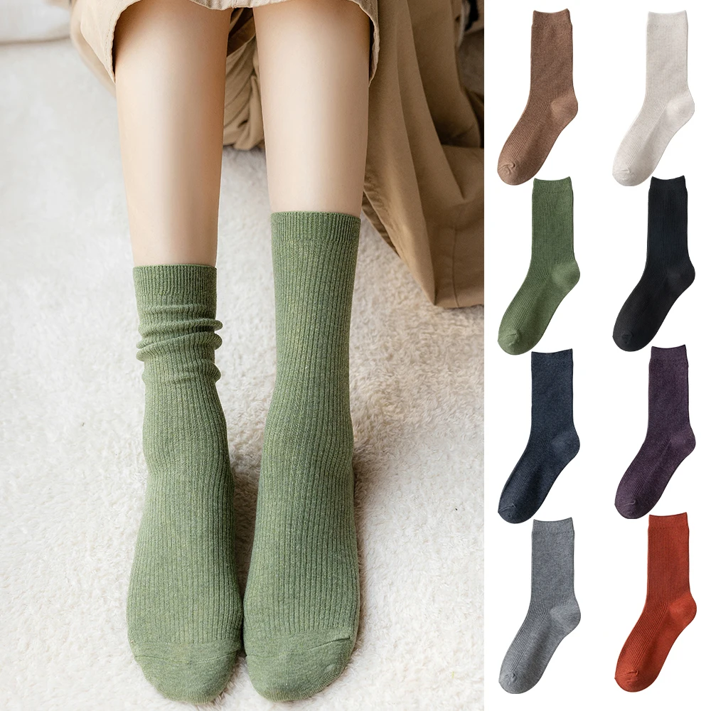 

New Women's Socks Medium Tube Spring Summer College Style Versatile Cotton Autumn Winter Black Casual Wear Resistant Stockings