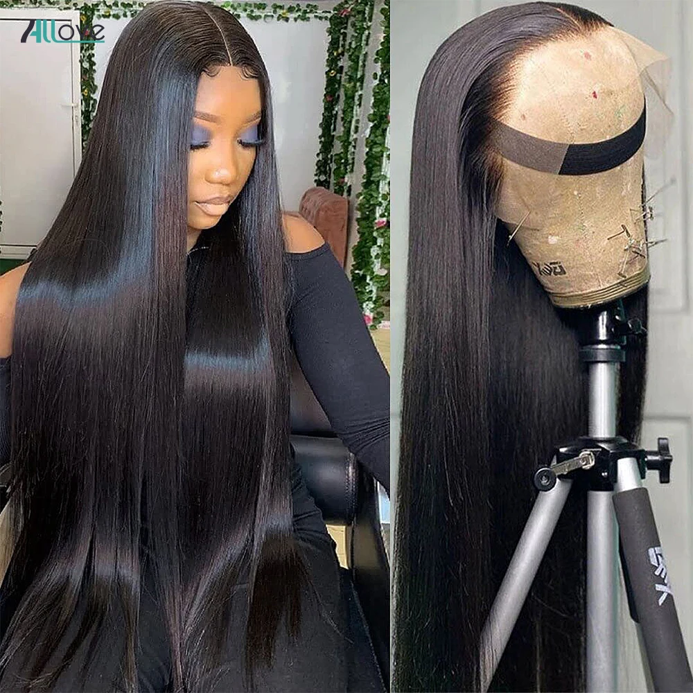 Allove 30 40 Inch Bone Straight Lace Front Wig HD 13x4 Lace Frontal Human Hair Wig For Women Brazilian 4x4 5x5 Lace Closure Wig