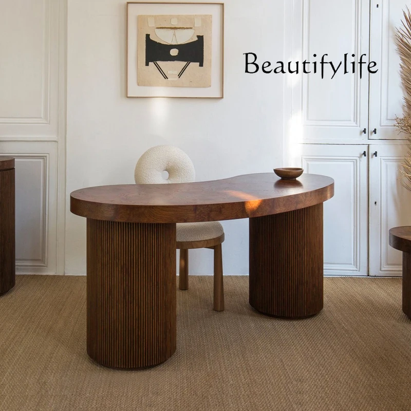 

Italian retro single desk home solid wood desk designer creative boss table light luxury table