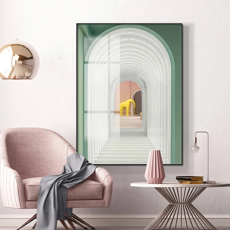 Architectural Poster, Modern Abstract Painting, Geometric Canvas Painting Abstract Poster, Simple Line Atmospheric Mural Print D