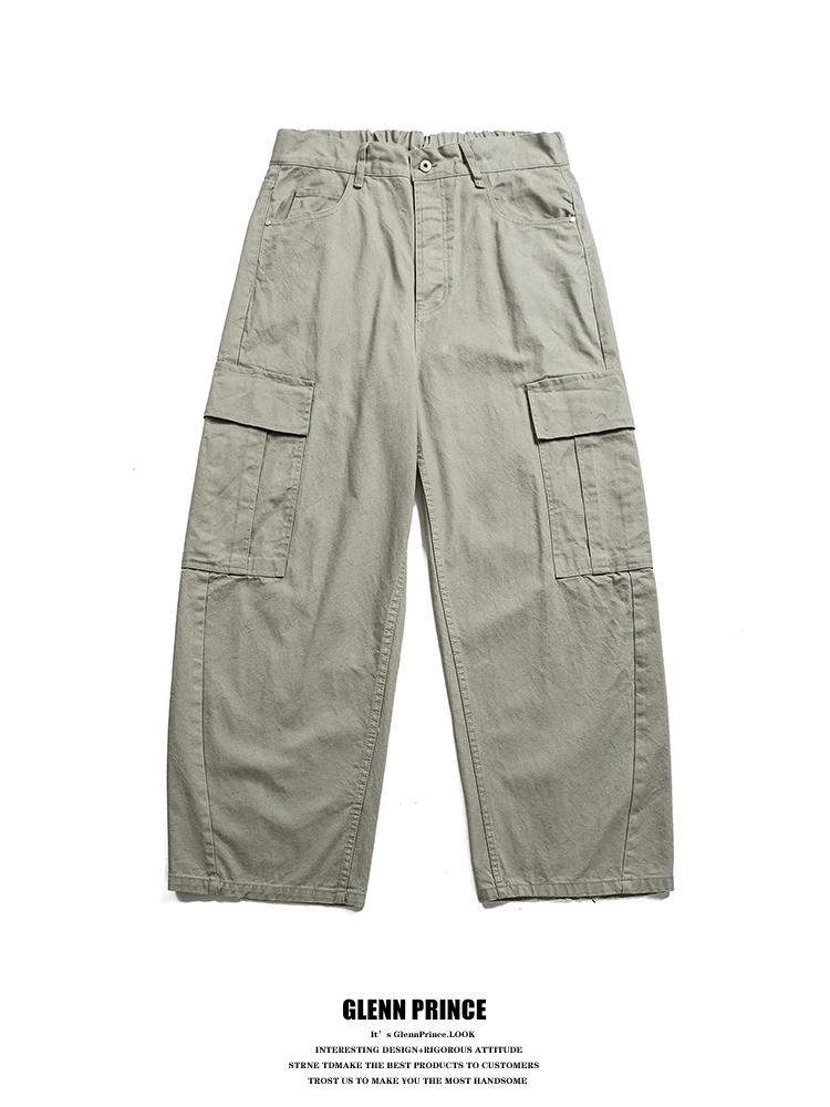 

Мужские брюки-карго в американском ретро-стиле: модные прямые широкие брюки с большими карманами, повседневные брюки в рабочем стиле