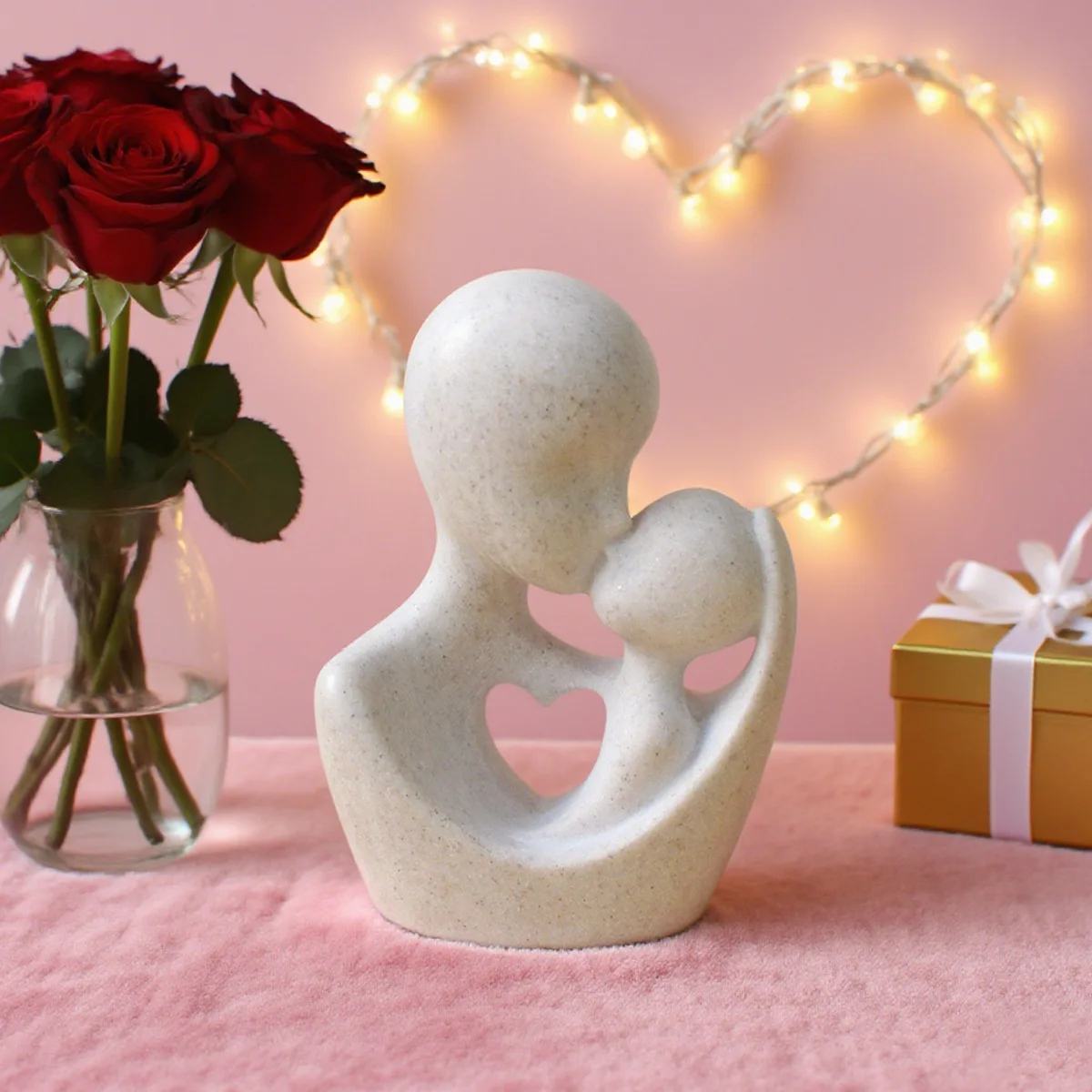 

‌Minimalist Stone-Like Family Sculpture - Abstract Figure for Living Room & Bar Counter