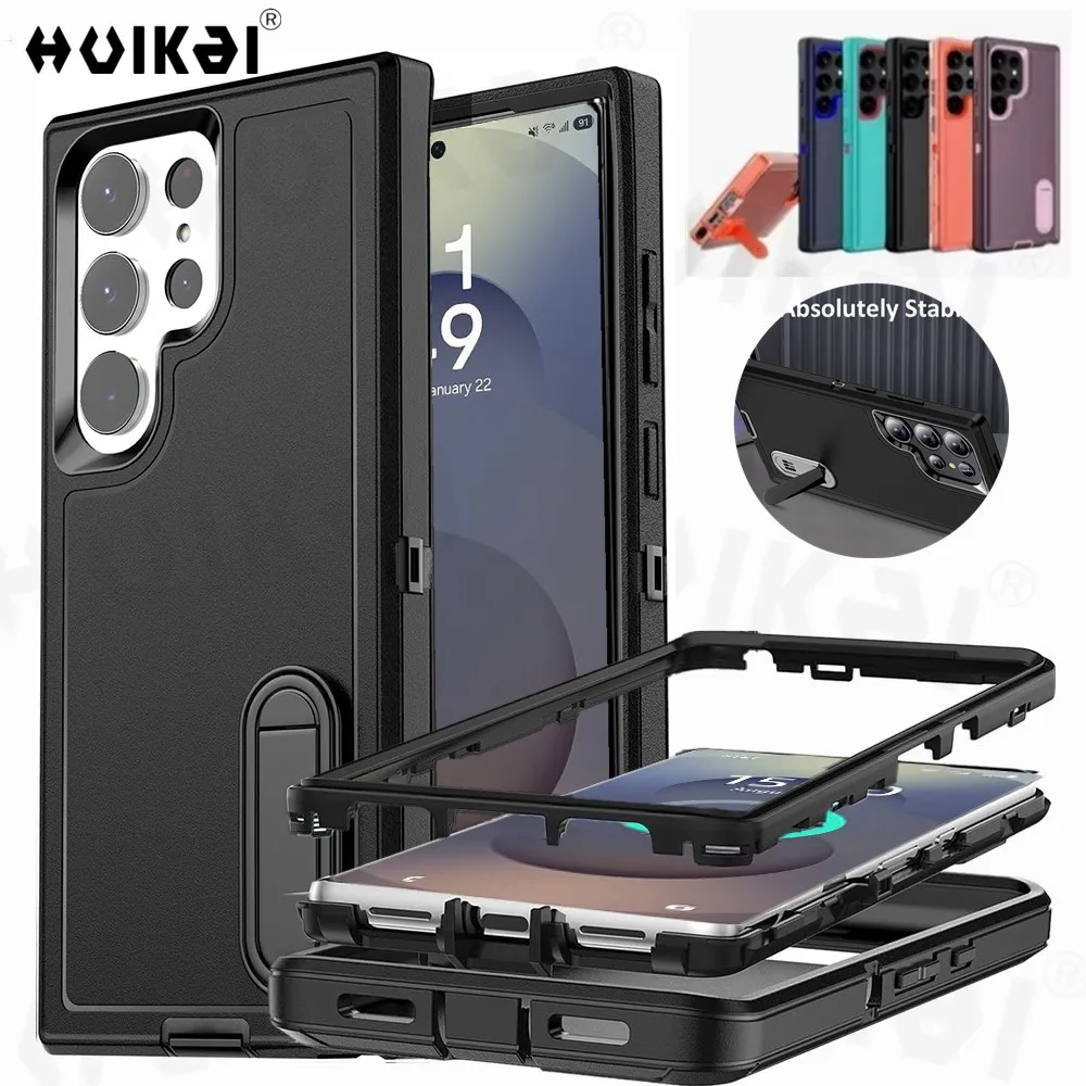 

Case For Samsung Galaxy S25 Ultra S24 S23 S22 A16 A54 Full Body 3 in 1 Shockproof Heavy Duty Anti-Scratch Rugged Kickstand Cover