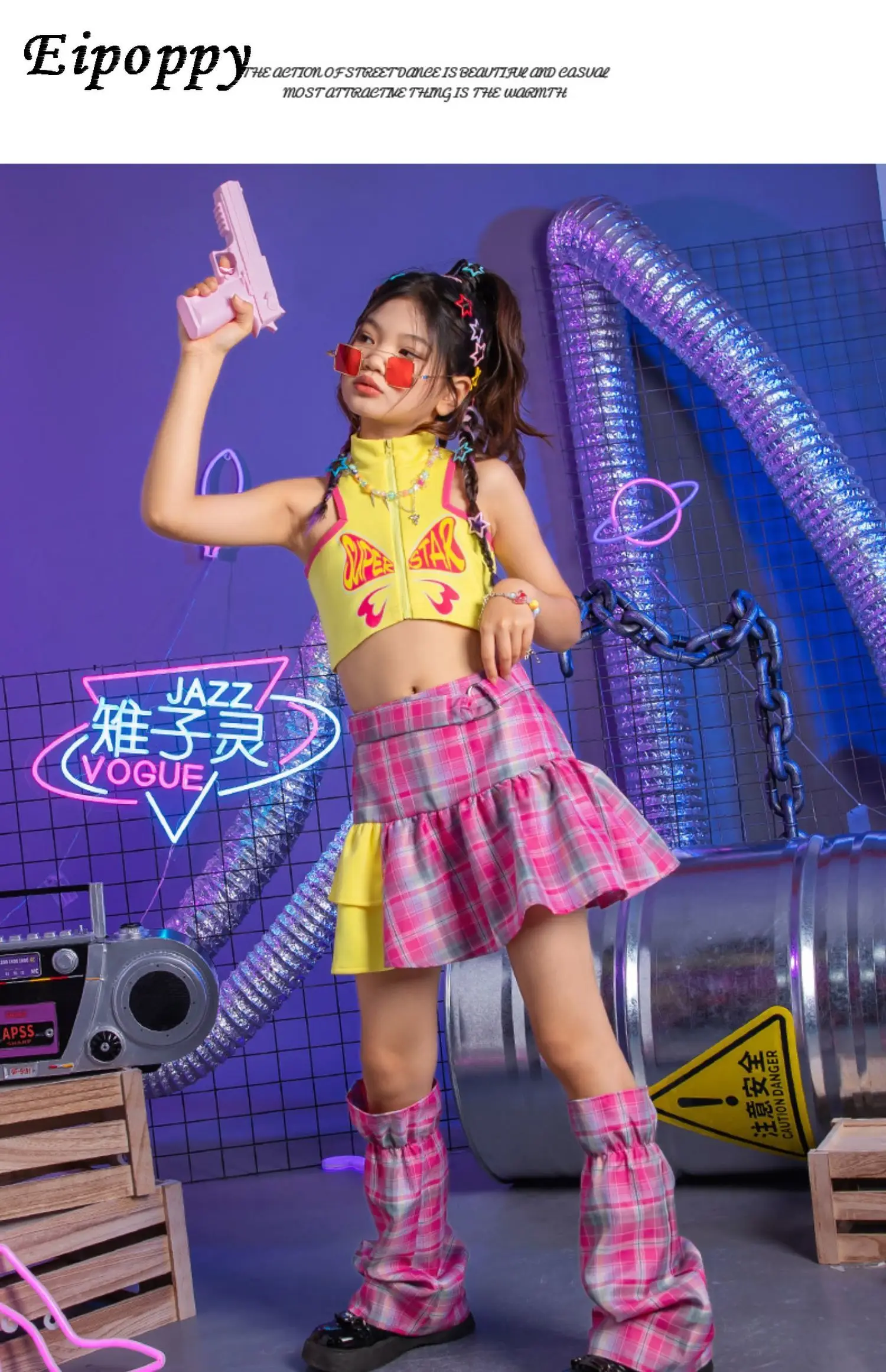 بدلة رقص الجاز للبنات ، ملابس أداء للأطفال ، ملابس عصرية على المنصة