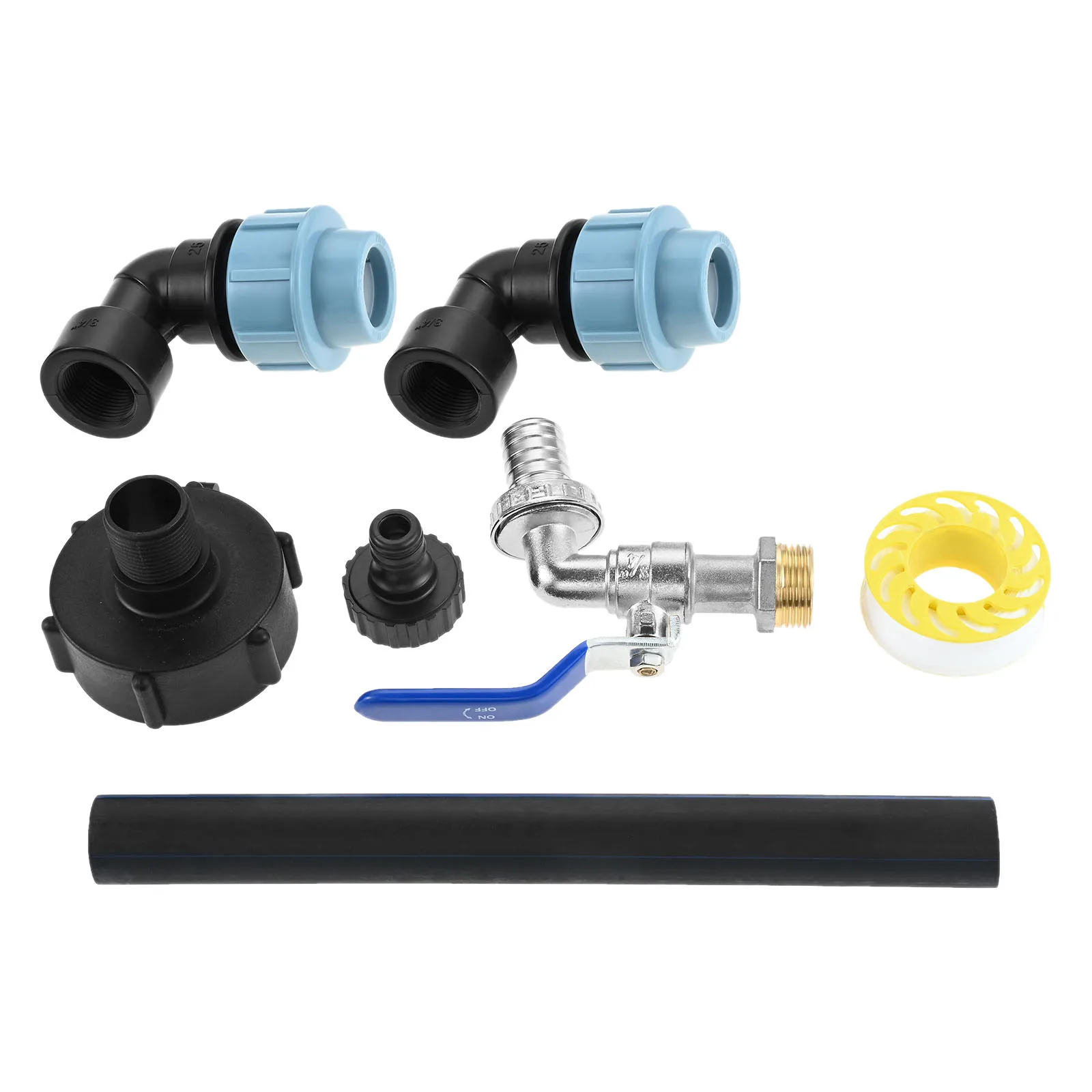 

1 комплект гигиенических адаптеров IBC на гибкой стойке с латунным метчиком, выходной метчик 3/4 дюйма для дождевых бочек объемом 1000 л, сельскохозяйственные резервуары для дождевой воды