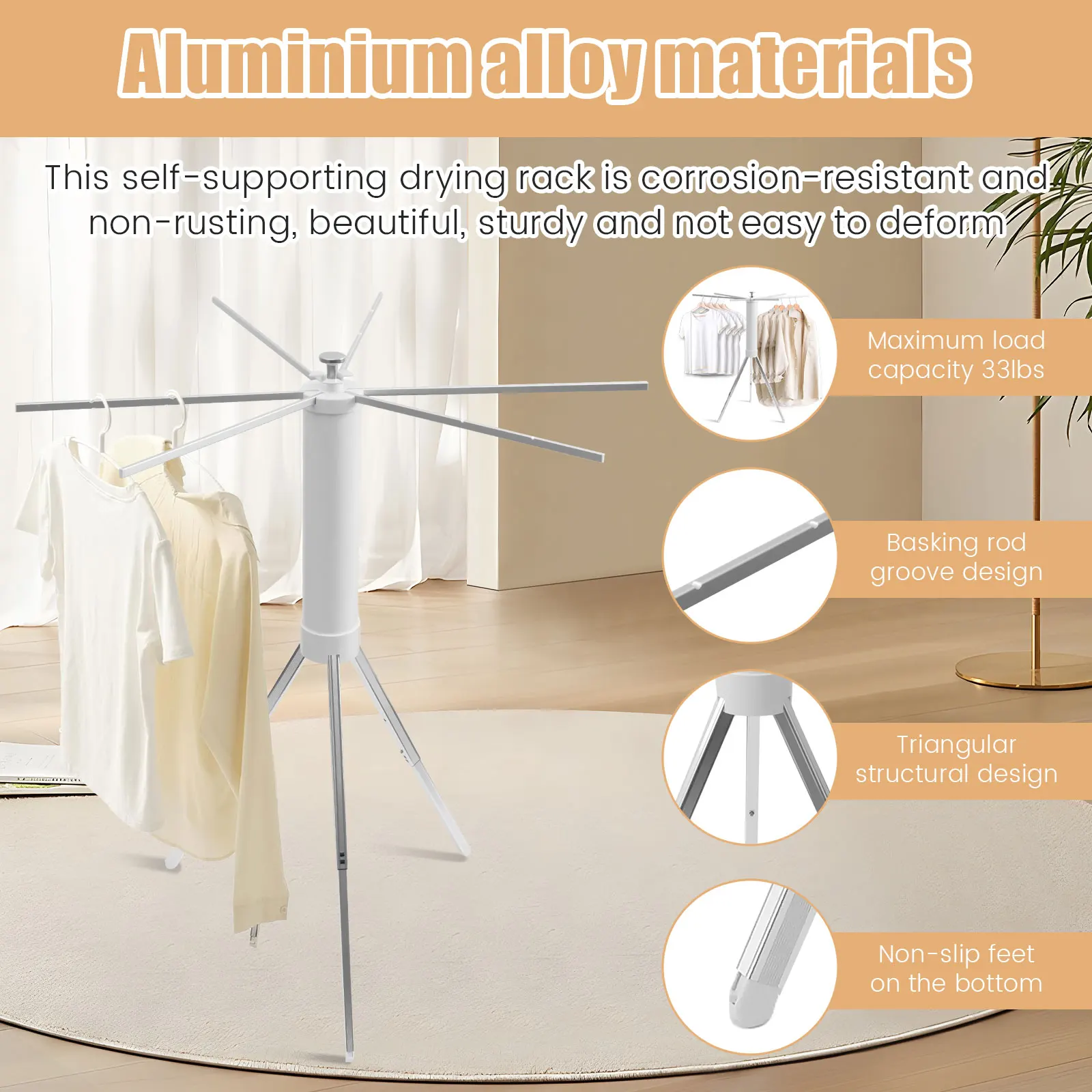Tripod Clothes Rack Retractable Folding Portable Travel Clothes Rack Household Balcony Bedroom Free Of Installation Clothes Rack