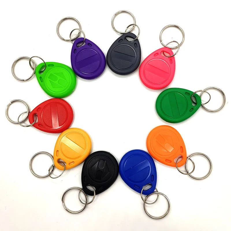 100PCS T5577 125KHz Rewritable RFID Key Fobs Writable Duplicate Proximity Token Keyring Copy Access ID Card Tag for Door Access