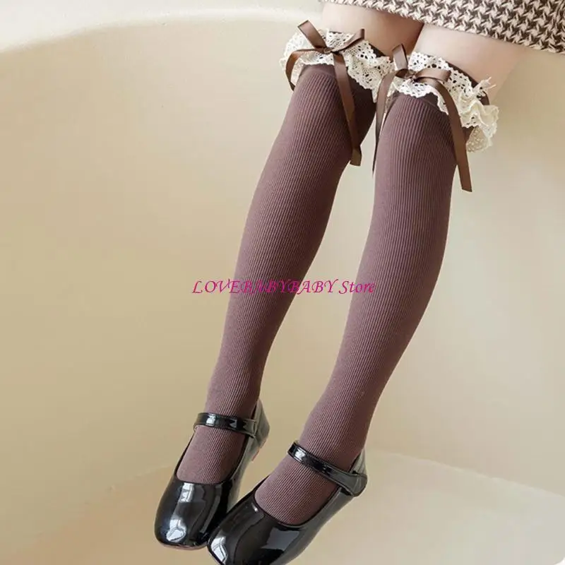 

Bowknot Socks Calf Socks for Teen Girls Long Leg Warmer Long Over Knee Stockings Fashion Children Socks Ankle Heap Sock 4XBC