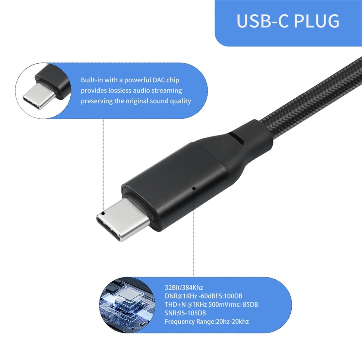 ABJG-Bochara Type C Input to Dual XLR Male Output OFC Audio Cable for Speakers Amplifier