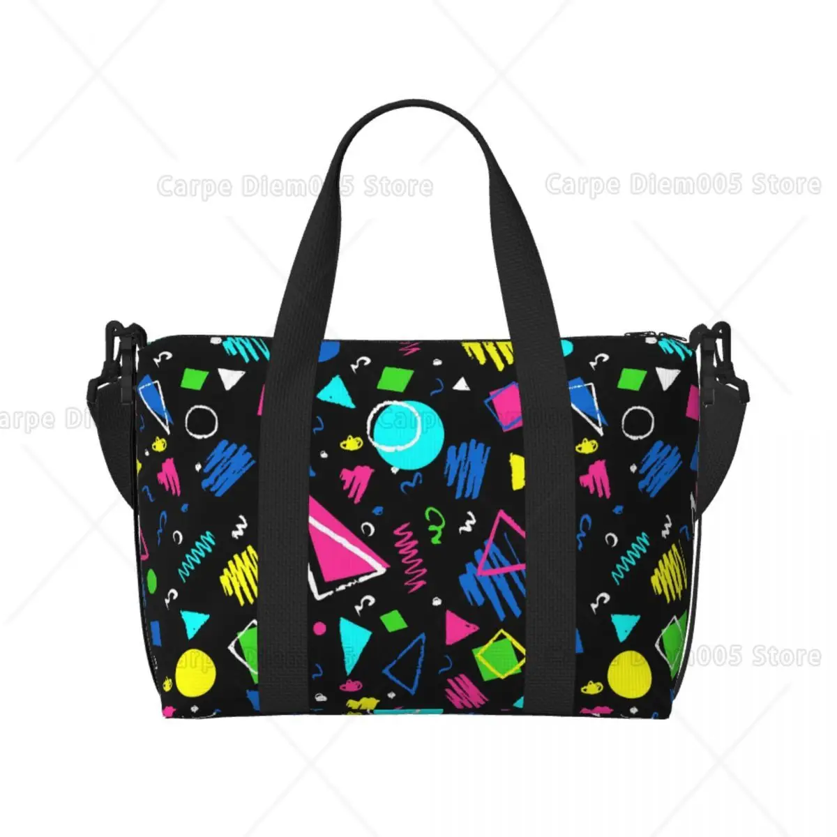 

80s 90s Geometric Beach Tote Bag for Women Colombian Singer Large Compartment Beach Gym Travel Bags