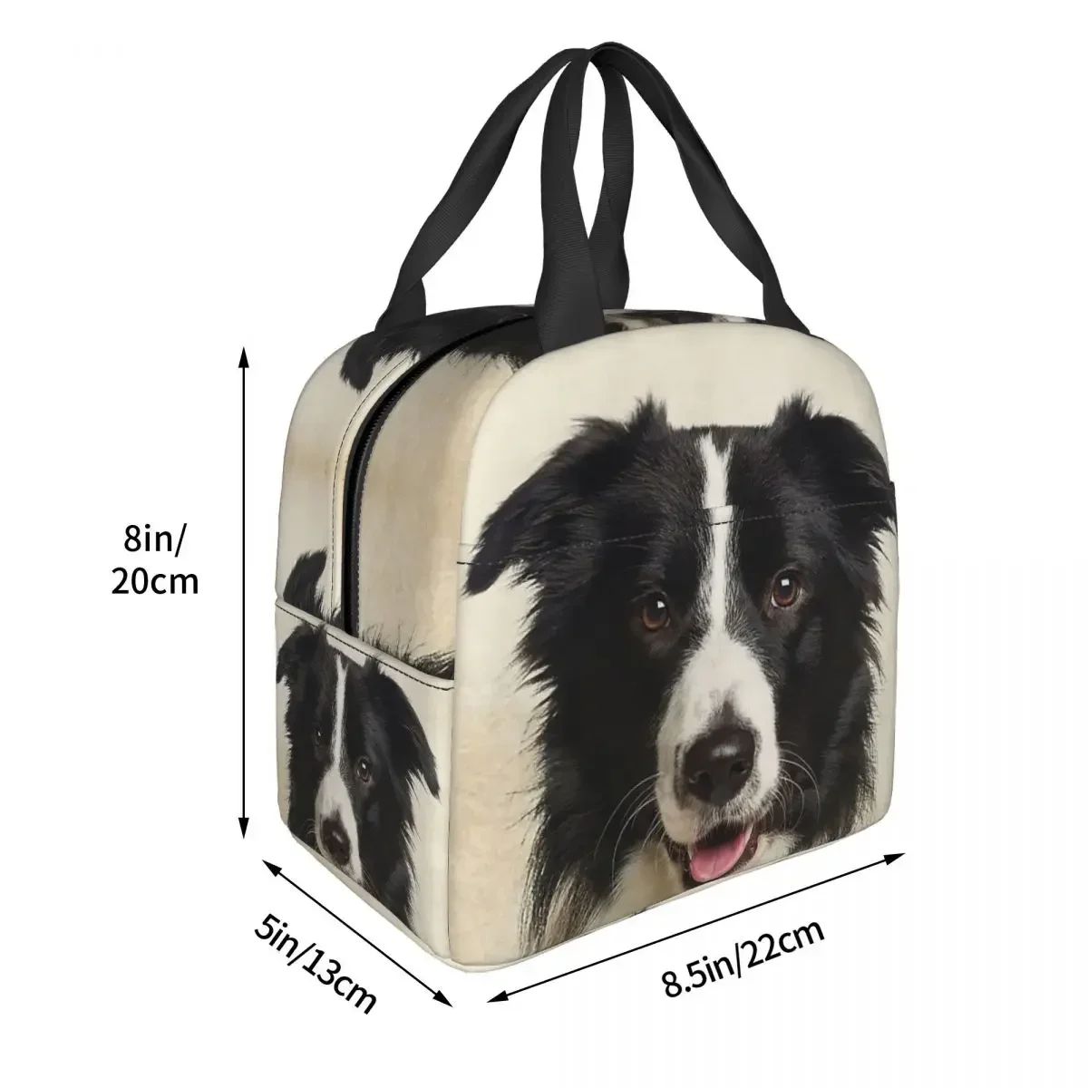 Border Collie Lunch Bags Insulated Bento Box Portable Lunch Tote Resuable Picnic Bags Cooler Thermal Bag for Woman Girl Office