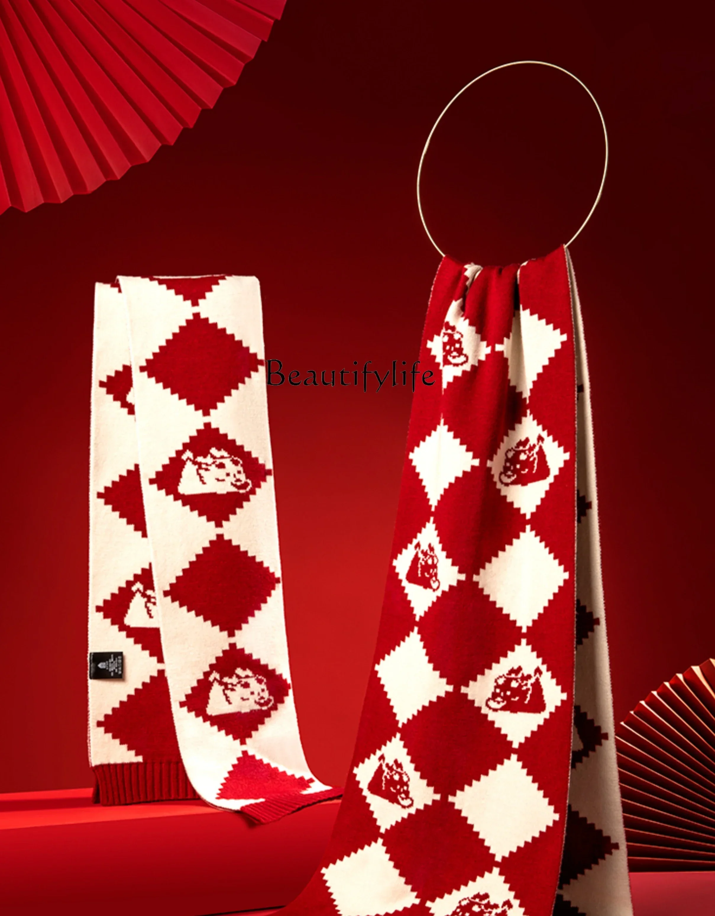 

Cute Wool Scarf for Winter, Warm Scarf, All-Matching, New Year Gift