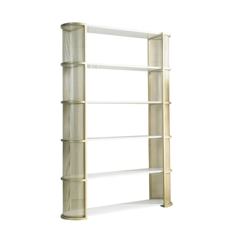 

Nordic Living Room Bookshelf Light Luxury Bookcase Metal Multi-Layer Display Shelf Iron Shelf Decoration Floor Display Rack
