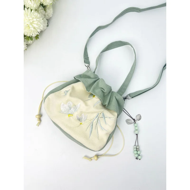 BB005 Embroidered Handmade Handbag Crossbody Bag Large Capacity Women's Bag Hanfu Bag Qipao Bag Shiny Satin Women's Bag