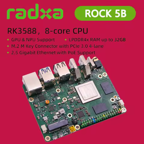 Radxa ROCK 5B RK3588 8-core CPU SBC, HDMI with 8K Output, M.2 M Key Connector with PCIe 3.0, 4/8/16/32GB Single Board Computer
