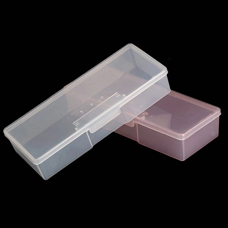 Nail Art Storage Box Nail Accessories Organizer Clear Cuboid Plastic Container Packaging Case for Nail Brush File Manicure Tools