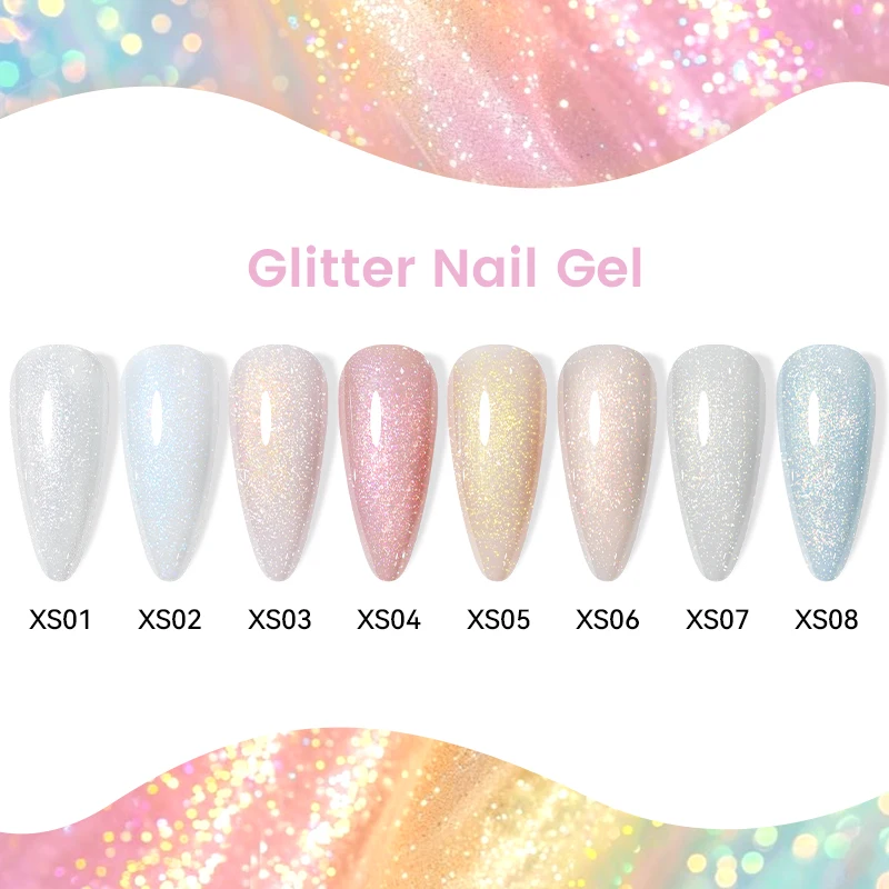 LILYCUTE 7ml Glitter Nail Gel Polish Shining Sequins Nail Art Varnish UV LED Soak off Supplies Construction Gel Varnish