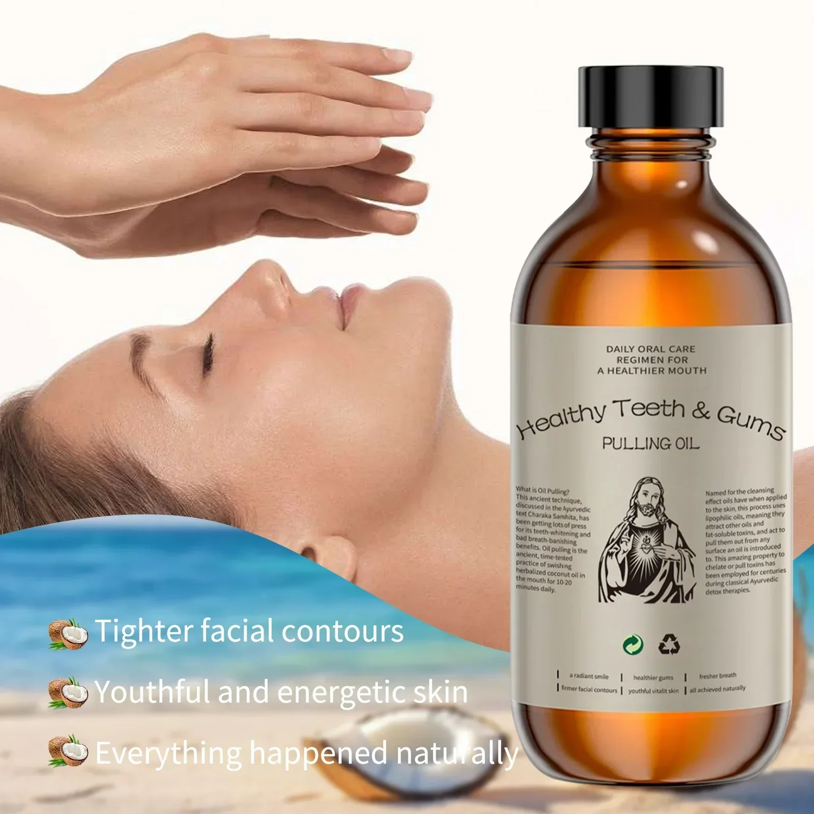 Coconut Pulling Oil Mouthwash - Fresh Oral Breath, Natural Essential Oils, Odor Removal & Whitening, Prevents Tooth Decay.