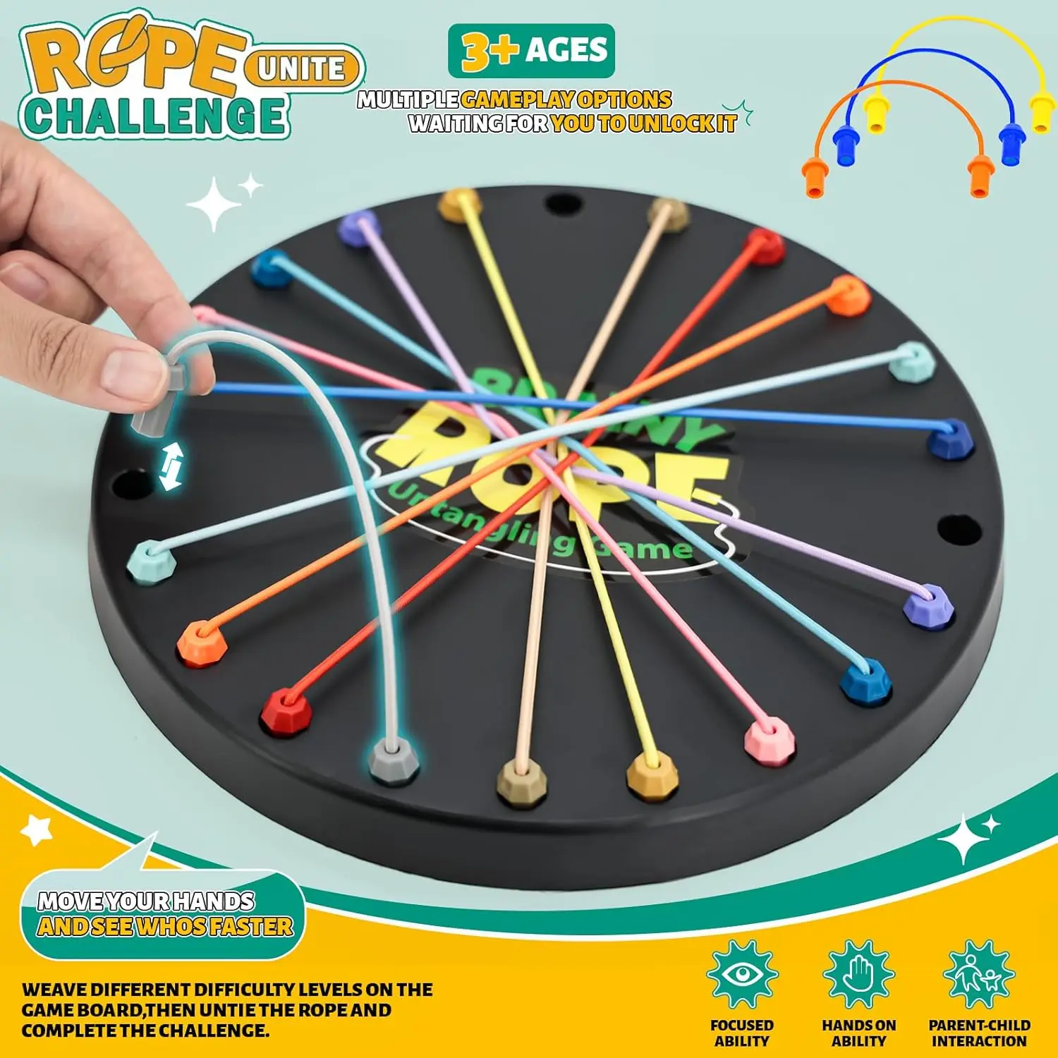 創造的な紐通しパズルおもちゃ、複数の難易度レベルで認知トレーニング、集中力向上、家族向けインタラクティブゲームに最適