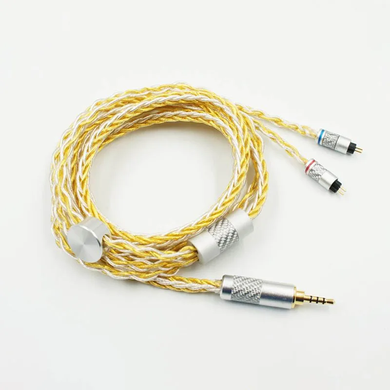 PENON GS849 8 Shares Gold & Silver Mixed Braided MMCX/2Pin 0.78mm HiFi Audiophile Earphone Replacement Cable IEM Upgrade Cable