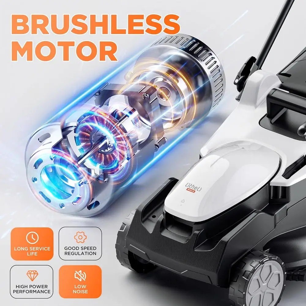 16 Inch Lawn Mower 2 x 20V rushlElectric Mowers or Garden Yards, Lightweight CordlLawnmower with 6-Position Height Adjunt, 2 x 4