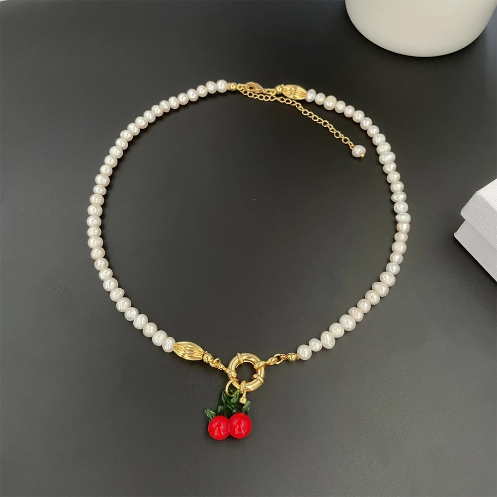 

To Reines Vintage High Quality Cherry Pearl Necklace For Women Fashion Designer Jewelry Boutique Accessories Collares Para Mujer