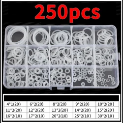 225pcs 250pcs Silicone O-ring Sealing Gaskets Red/white Waterproof Washer Oil Resistant High Temperature Oring Assortment Sets