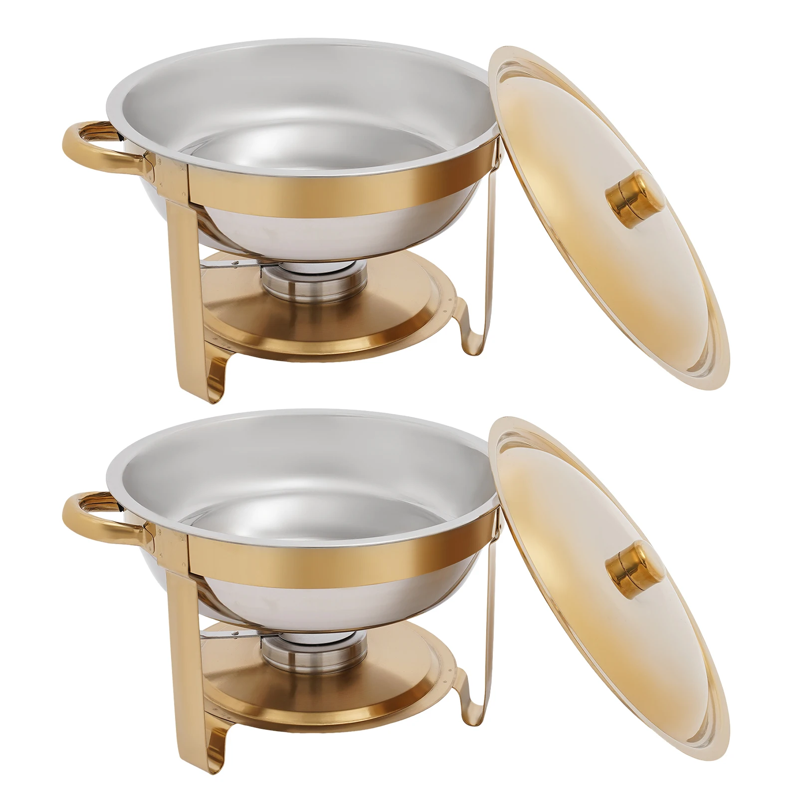Calentador de Buffet, 2 Juegos de Recipientes de Acero Inoxidable con Estufa de Alcohol, 4.76QT, para Fiestas y Picnics