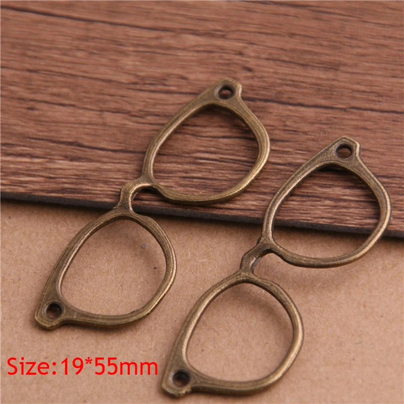 8PCS 19*55mm Tibetan Two Color Glasses Connectors Charms Pendants for Jewelry Making DIY Handmade Craft