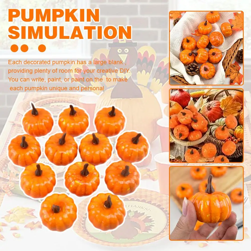 12 Pack Small Artificial Lifelike Pumpkin Fall Mini Pumpkins For Home Garden Fall Decor Thanksgiving Or Halloween Decoratio W8P9