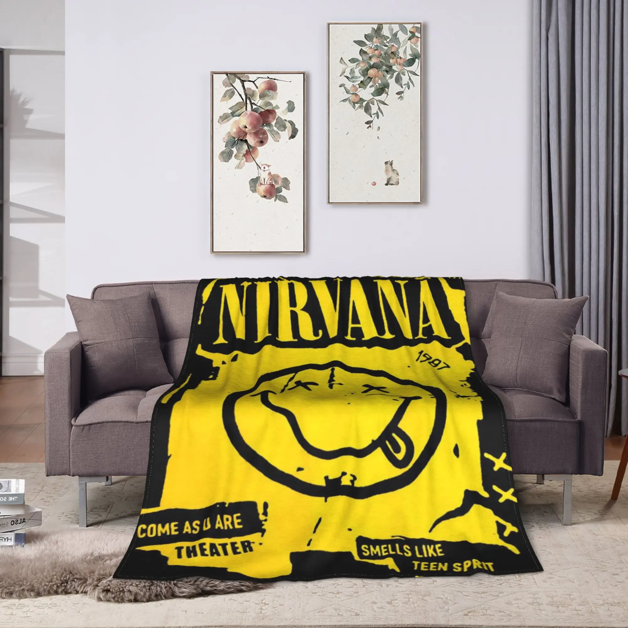 Nirvana Face Band  Blankets  Travel Office Flannel Throw Blanket For Home Decor Soft Warm Custom Quality Bedspread
