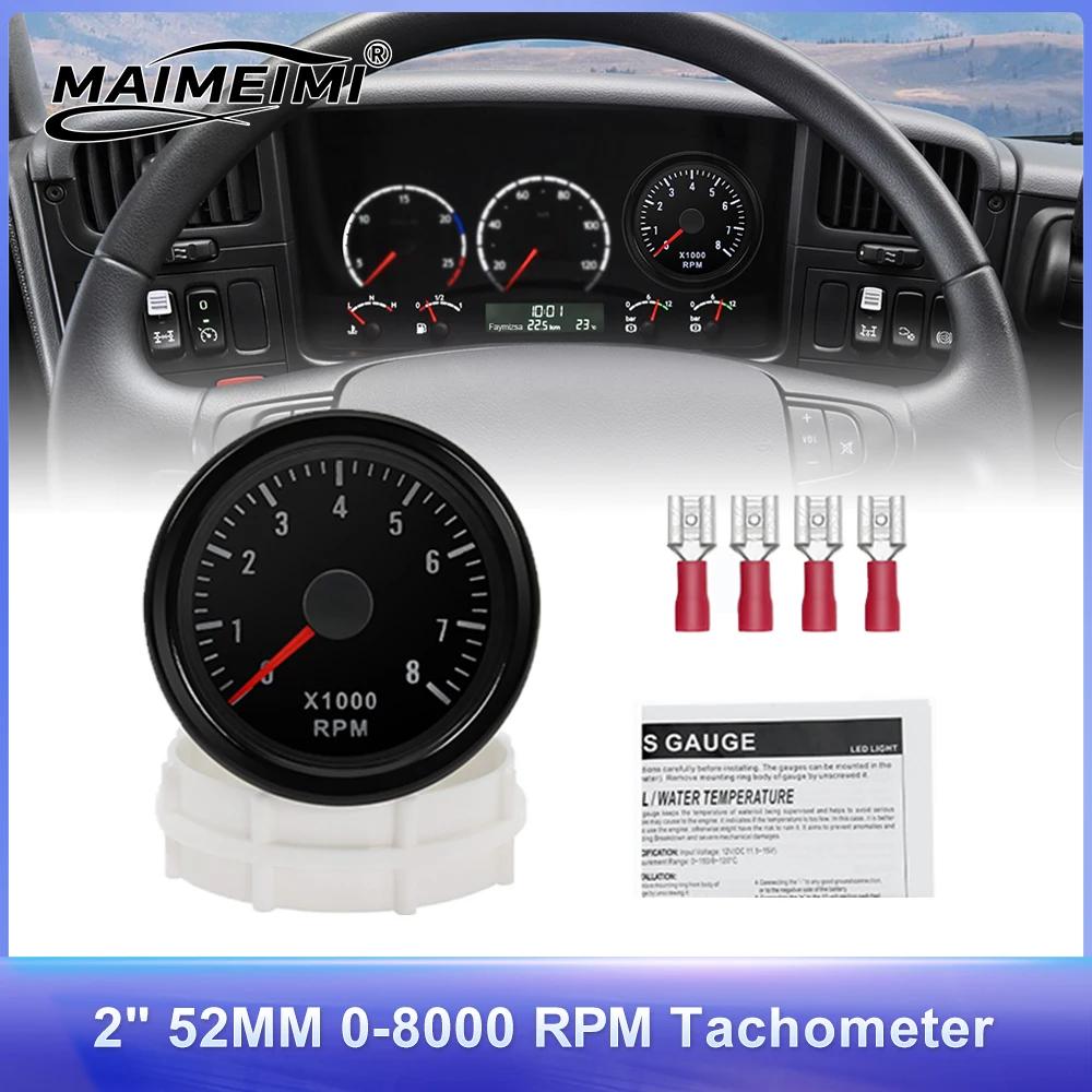 

Автомобильные аксессуары, тахометр 52 мм, 0-8000 об/мин для 1-8 цилиндров, бензолины, двигателя, автомобильный тахометр, 12 В, указатель, электрический тахометр