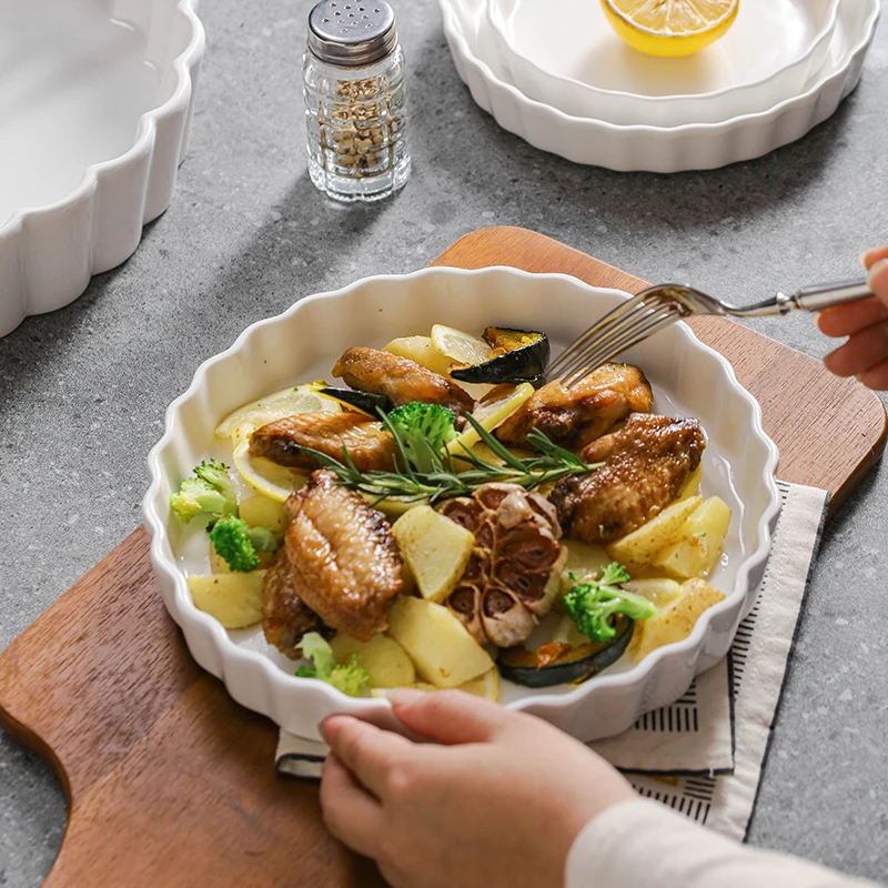 

High Temperature Resistant Cerc Pie Di round Baking Tray Microwave Oven Special Deep Plate for Pastry Home Use