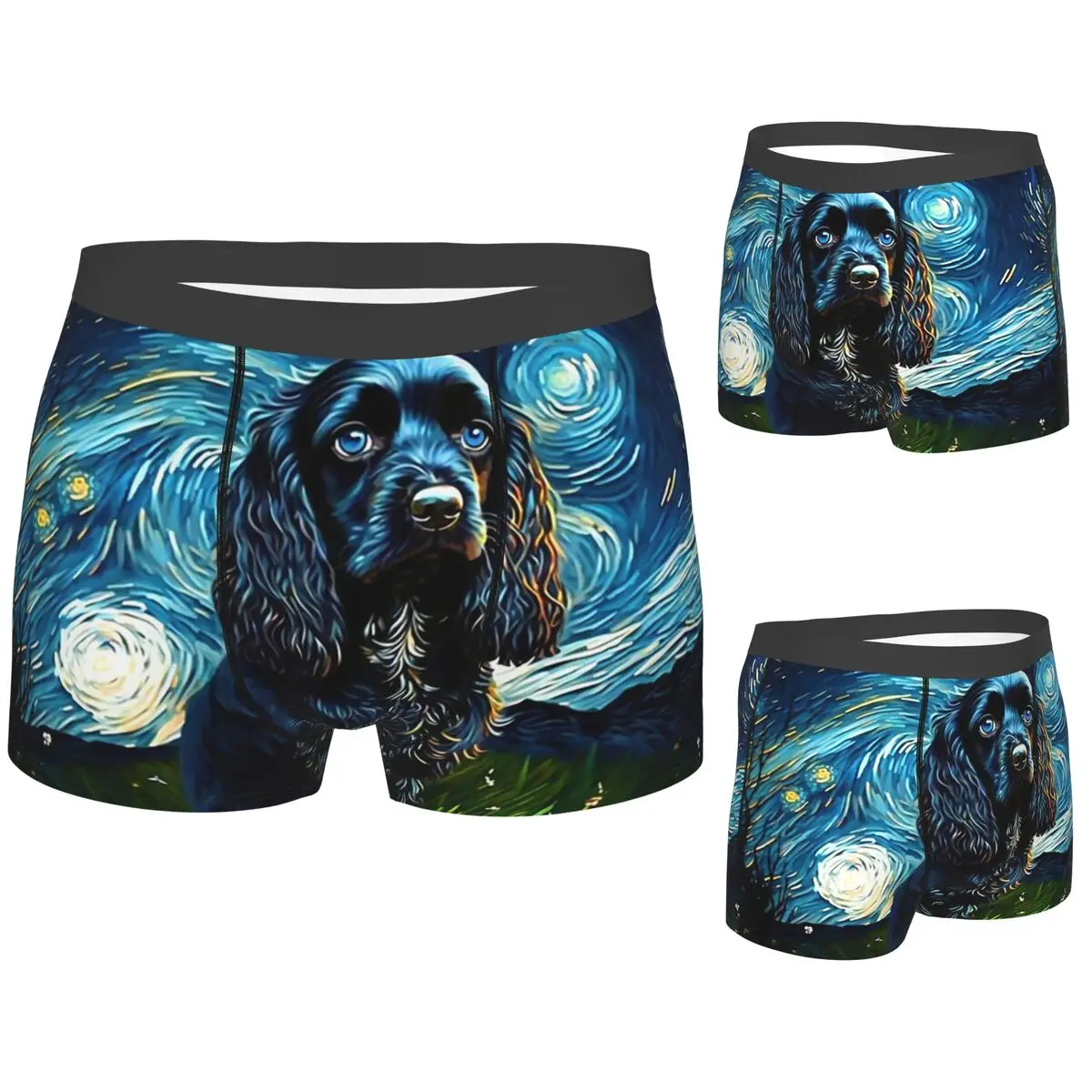 

Boxer Underpants Shorts A Cocker Spaniel Puppy Starry Night Panties Male Comfortable Underwear for Homme Man Boyfriend Gifts