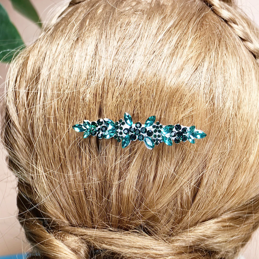 Sparkling Wedding Emerald Green Hair Clip for Bride