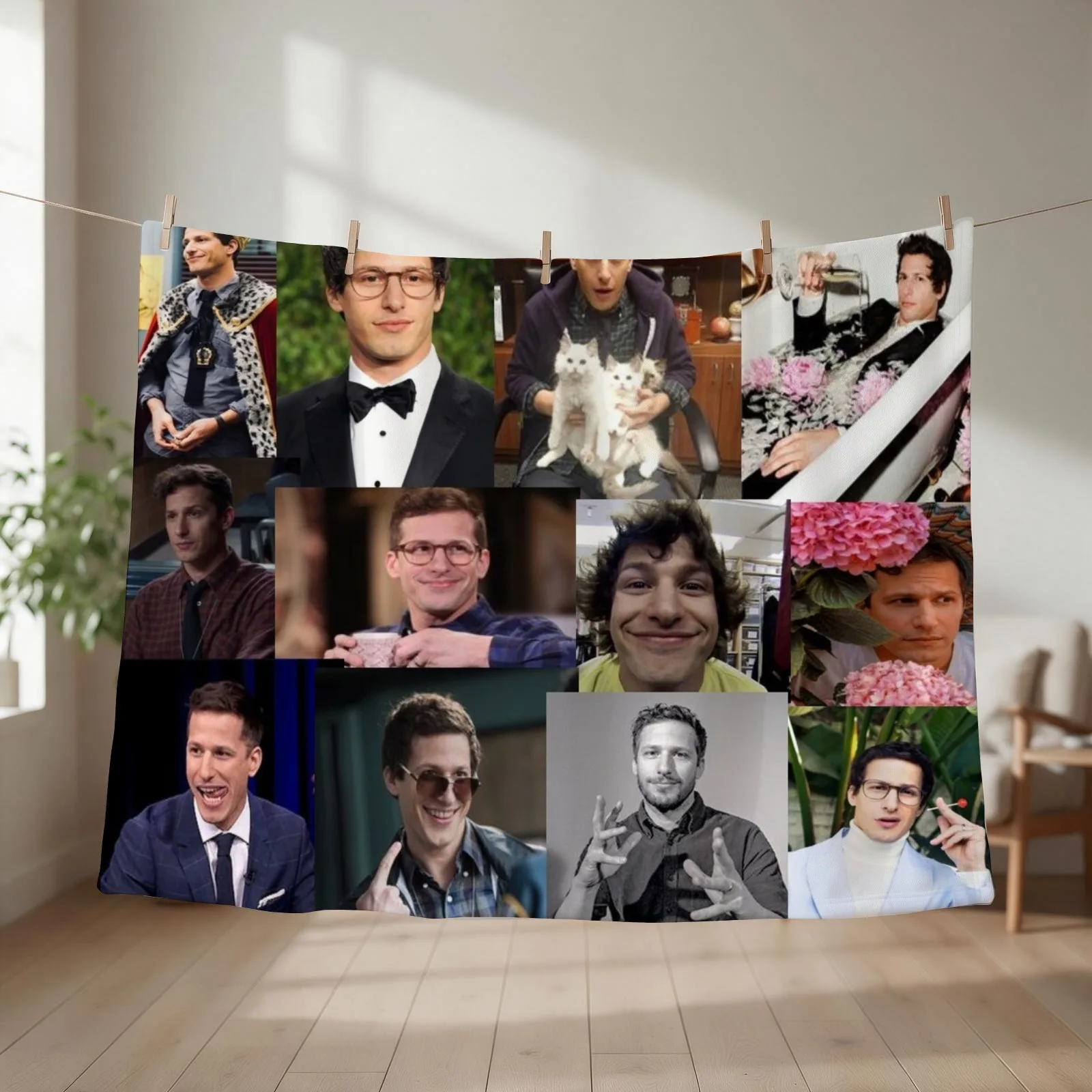 Andy Samberg (jake peralta) pic collage Throw Blanket couch cozy soft plush fuzzy picnic outdoor blanket
